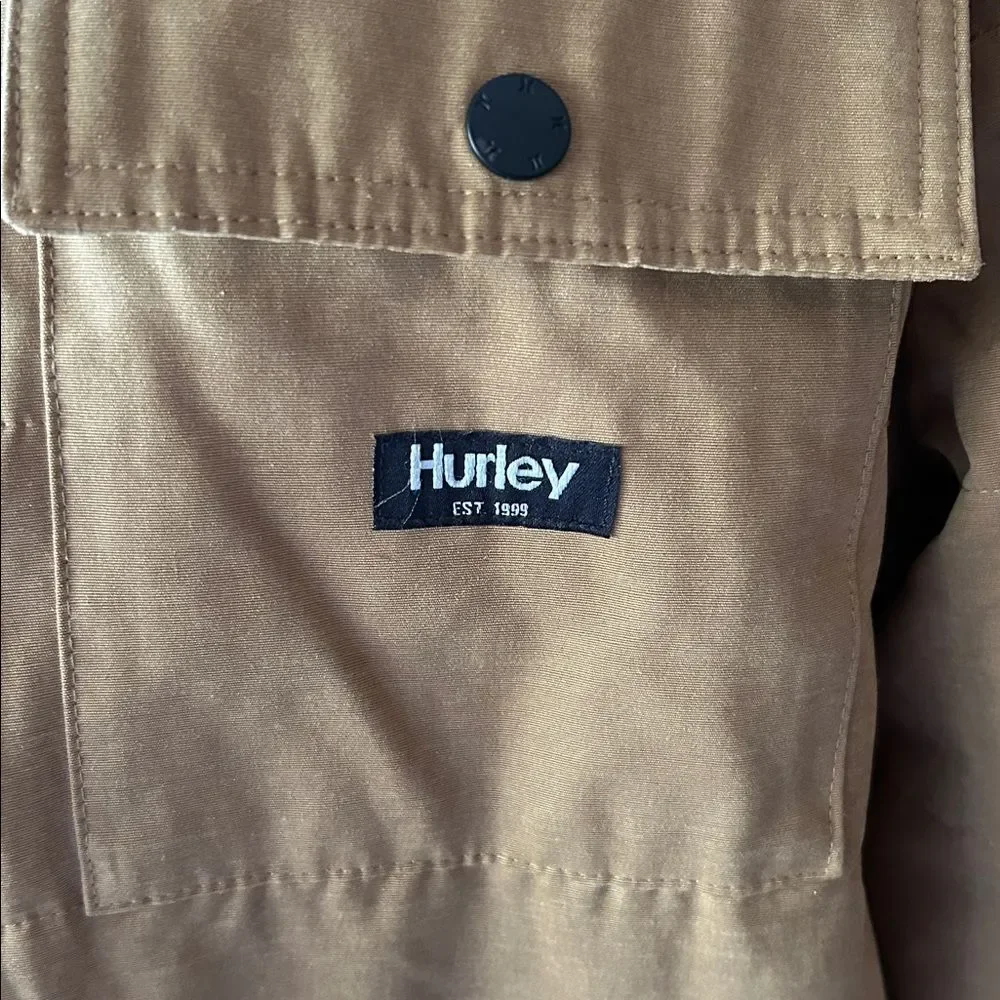 Hurly Fleeced Lined Snap Button Men’s Brown Tan Work Jacket